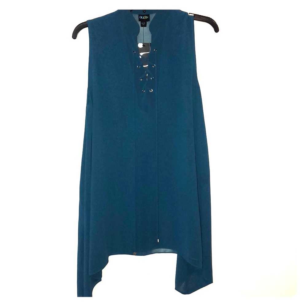 New Olian sleeveless tunic blouse top S blue small